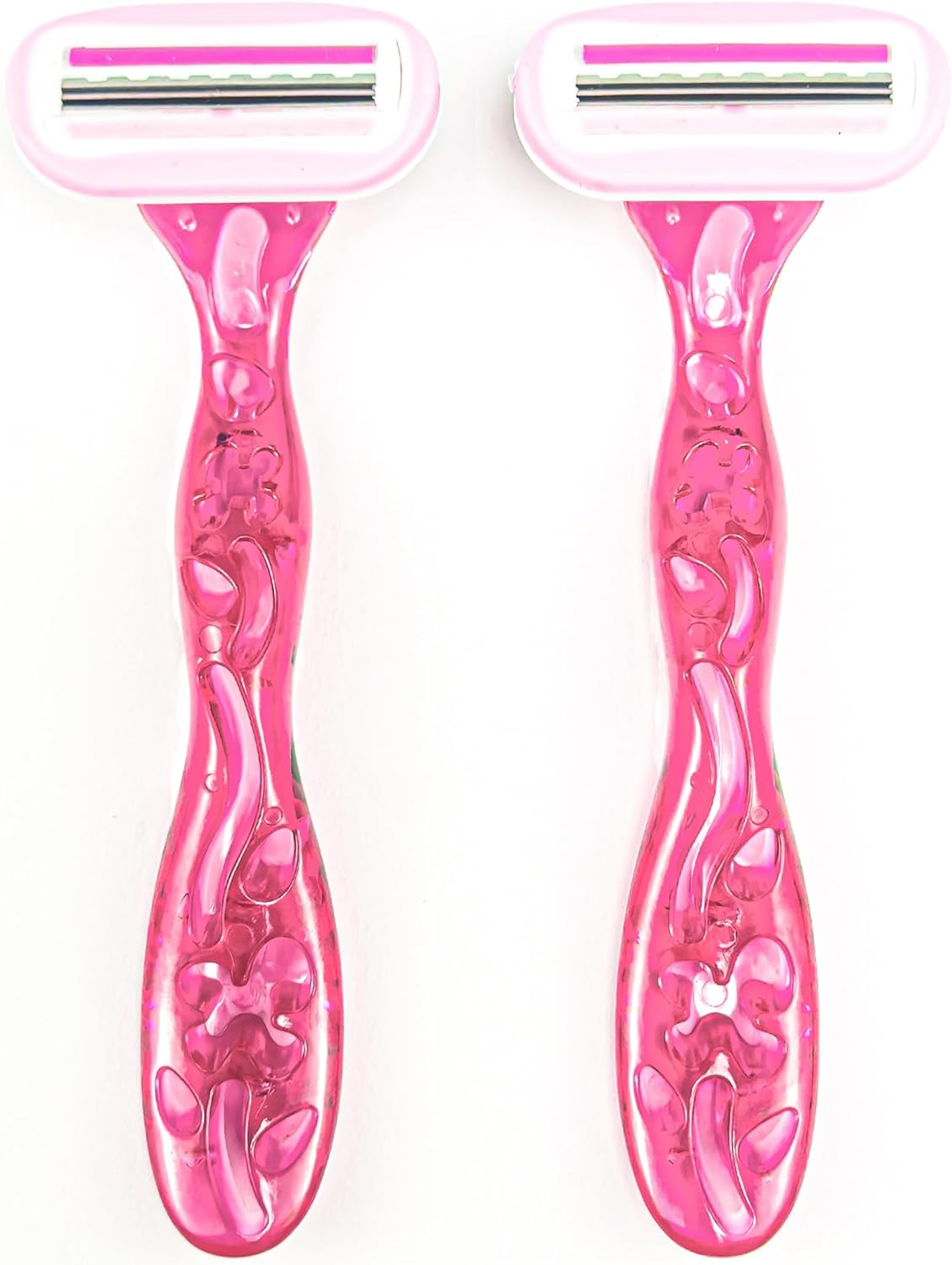 Razor for Women – Set of 2 Body Shavers – Triple Stainless Blades, Flexible Head – Light Pink – For Sensitive Skin