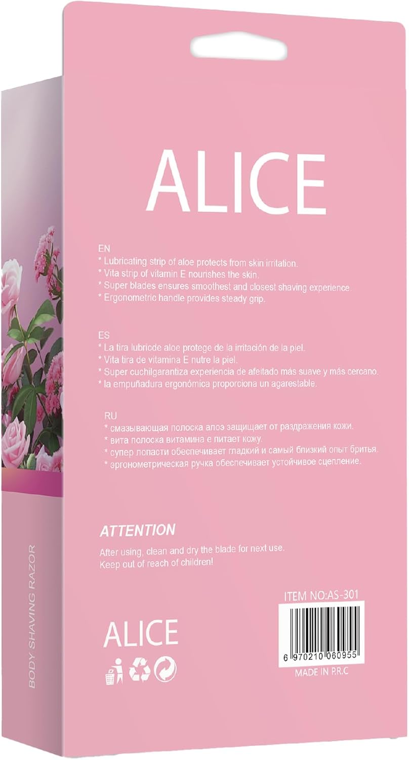 Razor for Women – Set of 2 Body Shavers – Triple Stainless Blades, Flexible Head – Light Pink – For Sensitive Skin