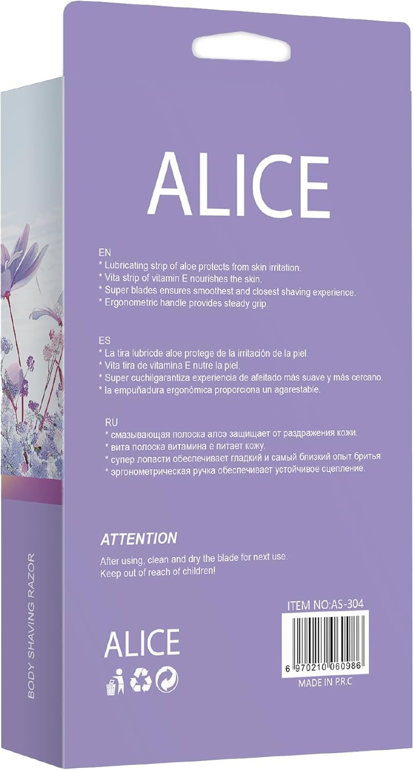 Razor for Women – Set of 2 Body Shavers – Triple Stainless Blades, Flexible Head – Purple – For Dry Skin