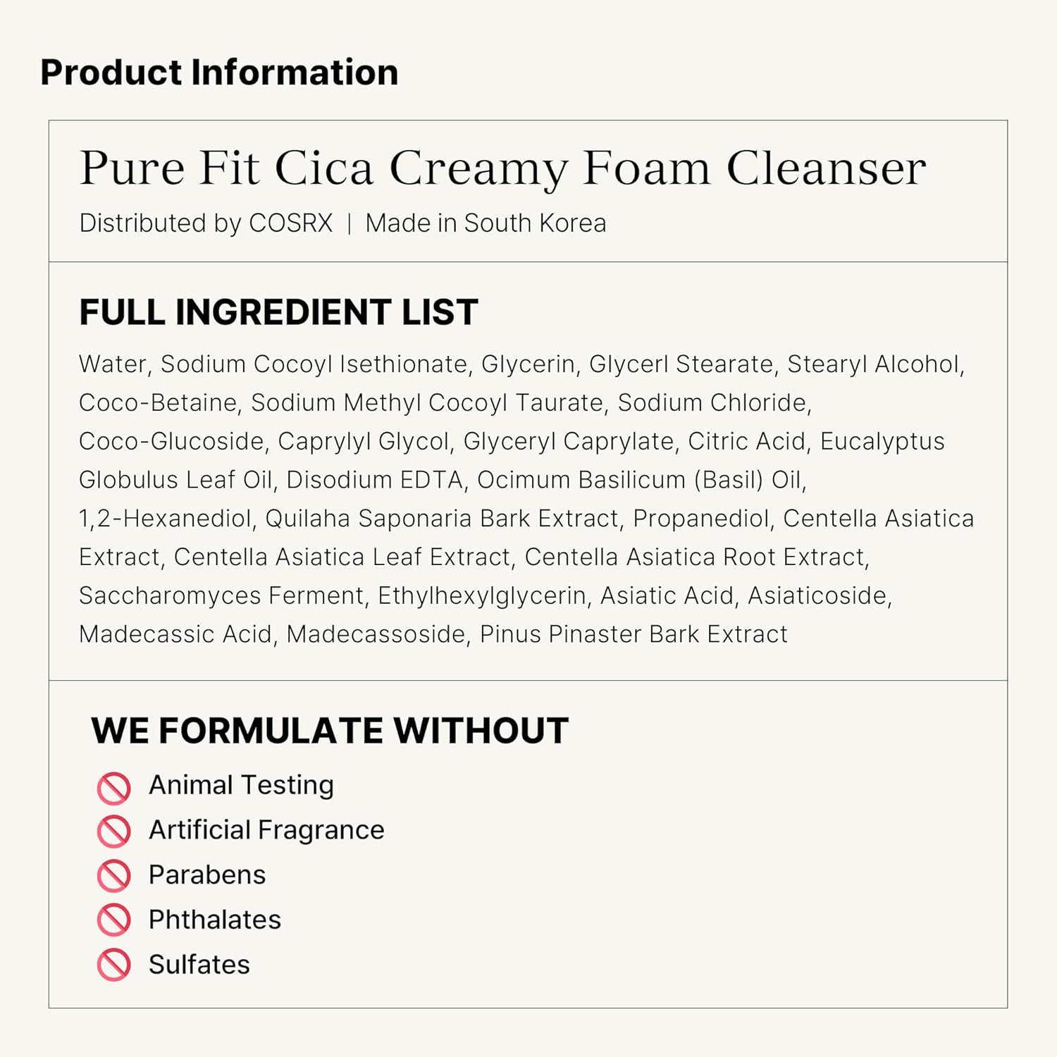 Pure Fit Cica Creamy Foam Cleanser