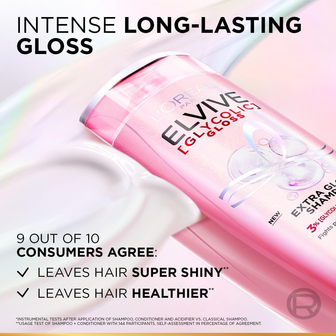 Elvive Glycolic Gloss Extra Gloss Shampoo with 3% Glycolic Acid for Dull and Porous Hair
